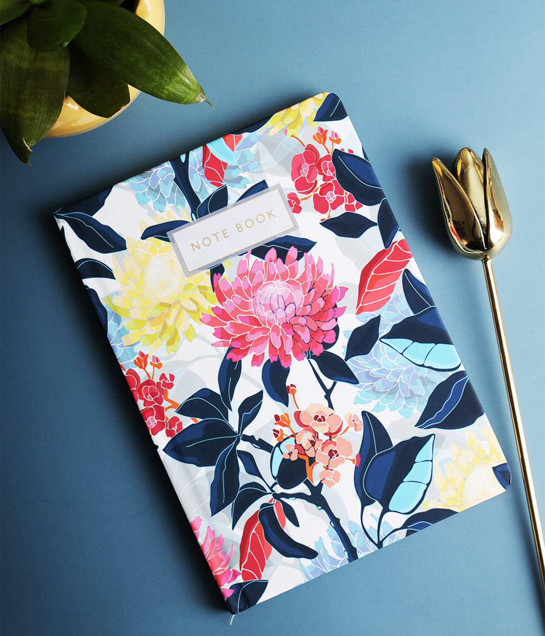 Once and Floral Hardbound Notebook Journal Diary with Matt Lamination Accents