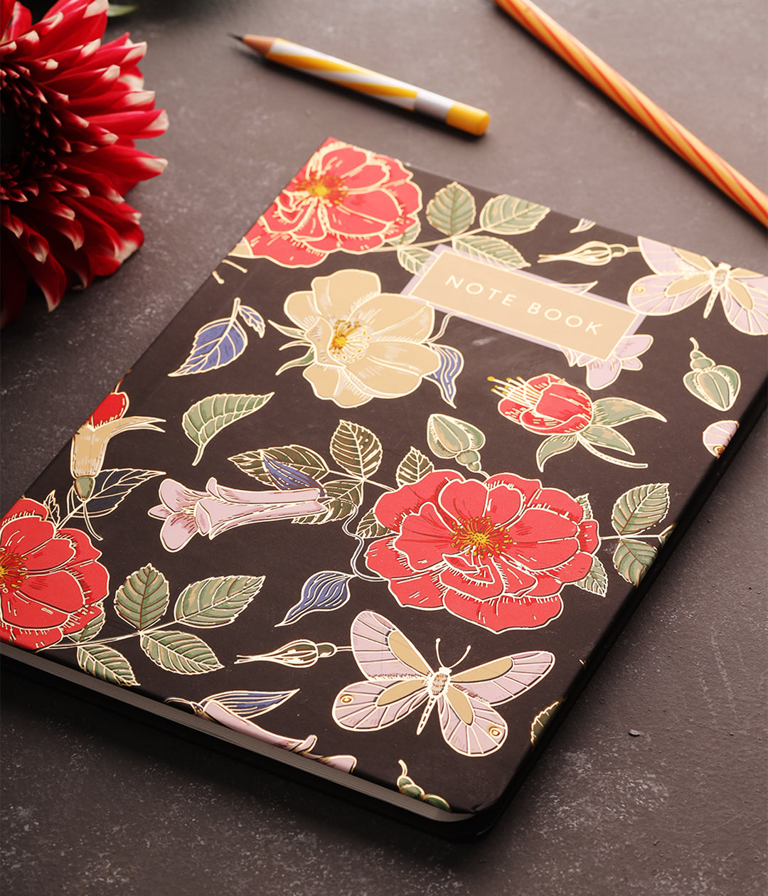 Flower Power Hardbound Notebook Journal Diary with Gold Foil Accents