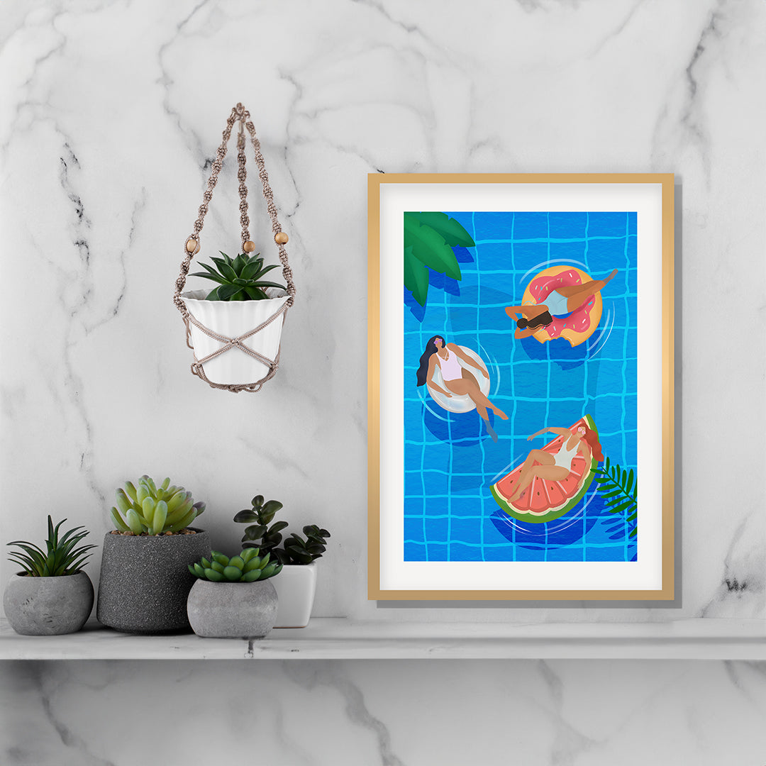 Pool Ladies Petra Lidze Painting Artwork For Home Wall Decor