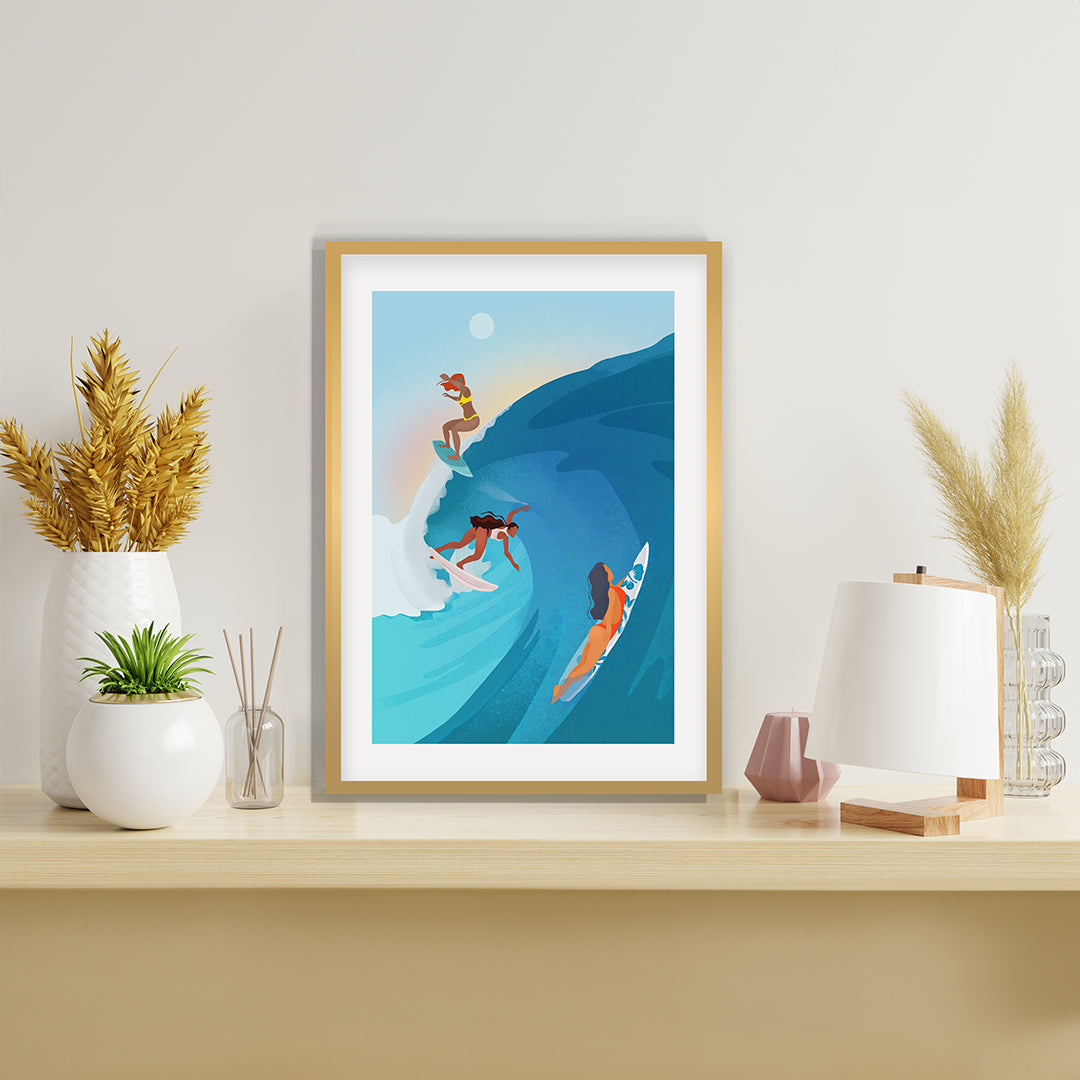 Surfers Petra Lidze Painting Artwork For Home Wall Decor