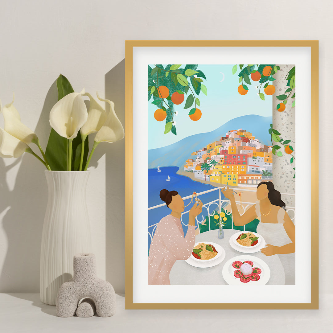 Girls in Positano Petra Lidze Painting Artwork For Home Wall Decor