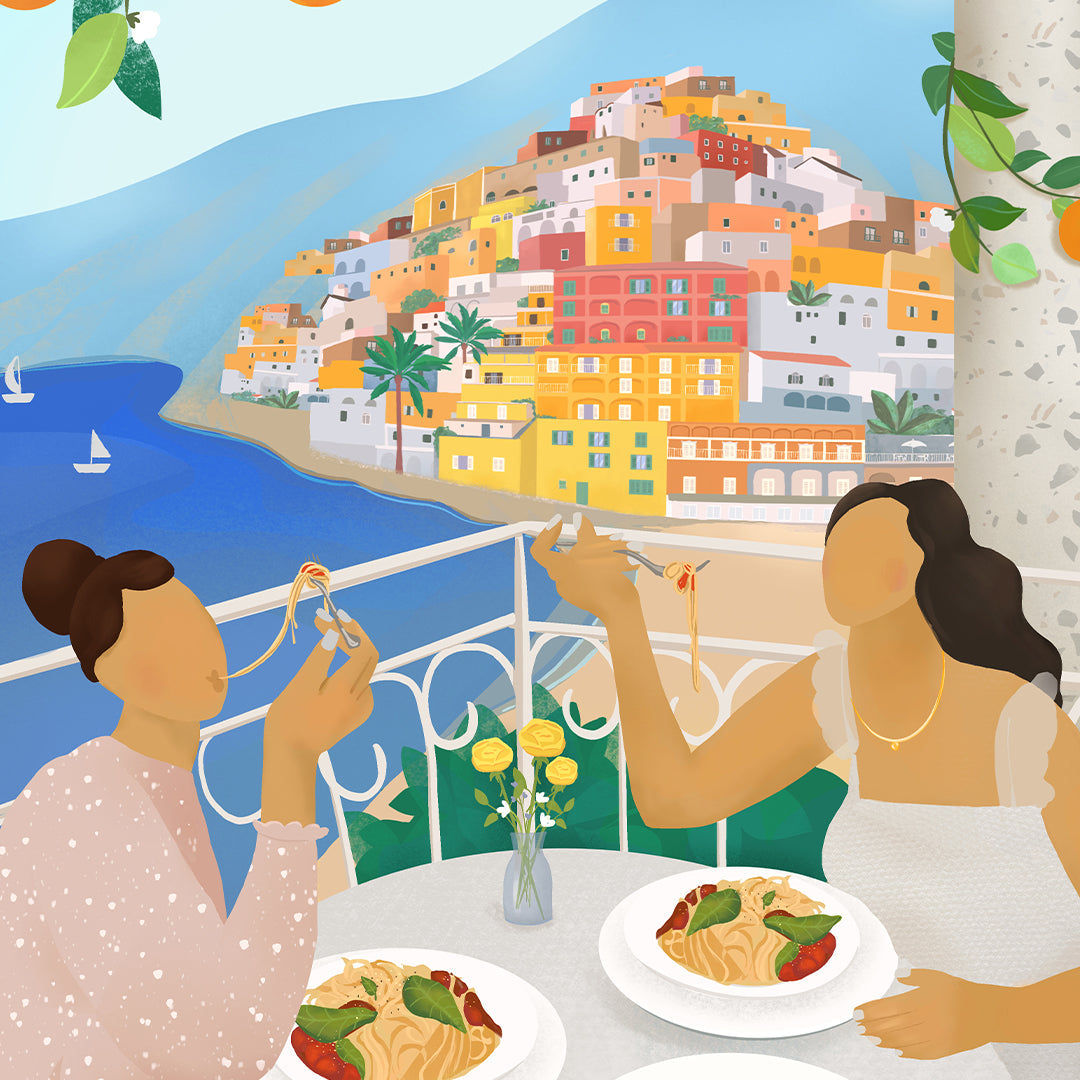 Girls in Positano Petra Lidze Painting Artwork For Home Wall Decor