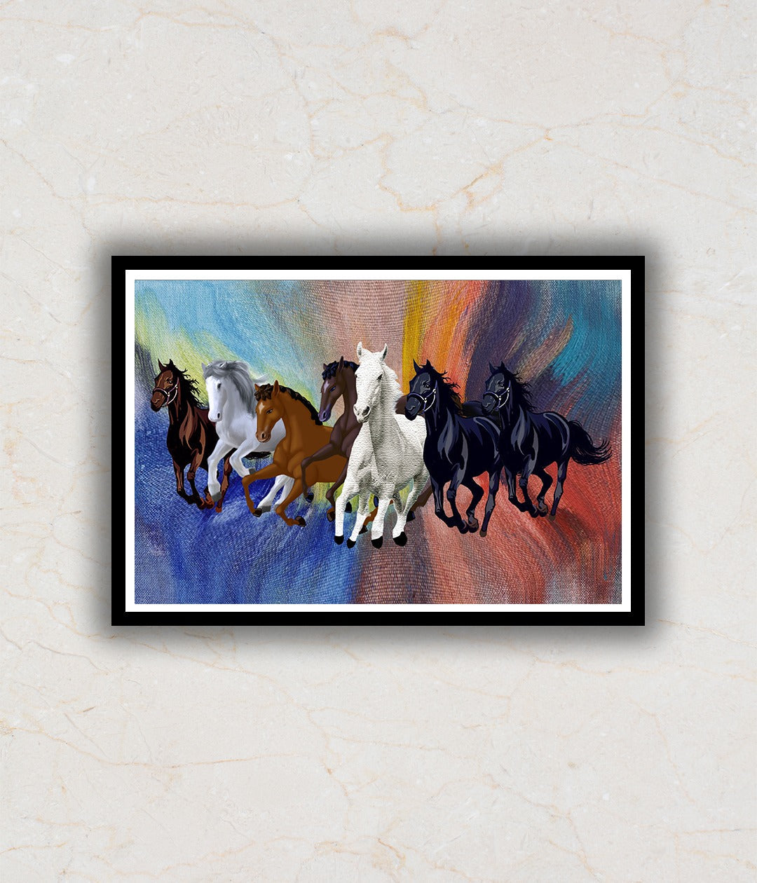 Seven Running Horses Painting Abstract