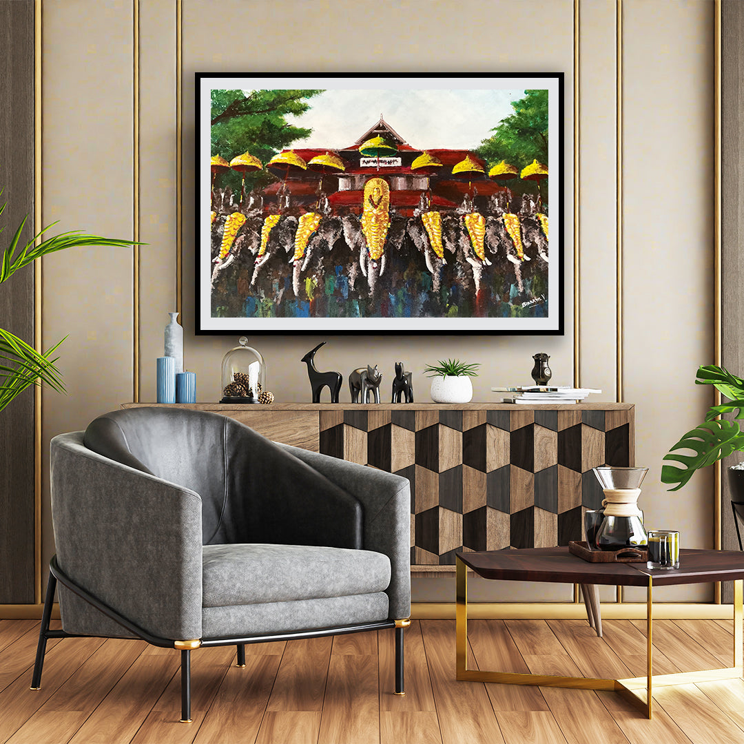 The Thrissur Pooram Painting Artwork For Home Wall Decor