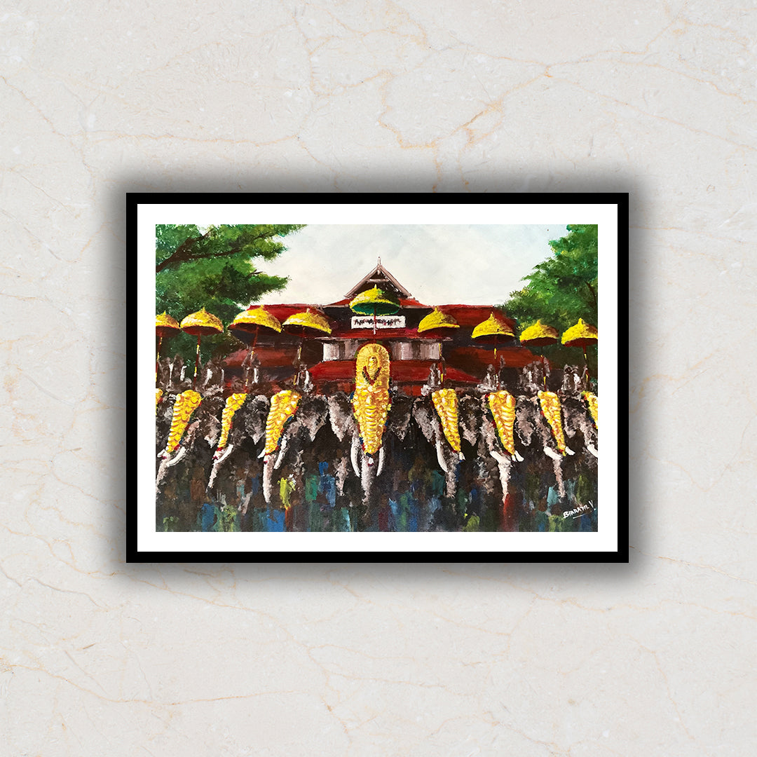 The Thrissur Pooram Painting Artwork For Home Wall Decor