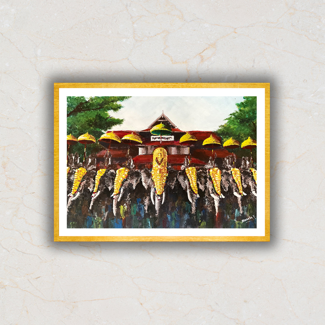 The Thrissur Pooram Painting Artwork For Home Wall Decor