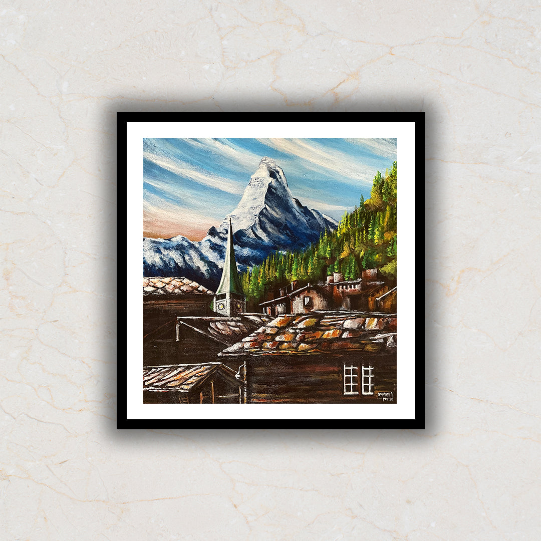 Swiss Wonder Zermatt Peak Painting Artwork For Home Wall Decor