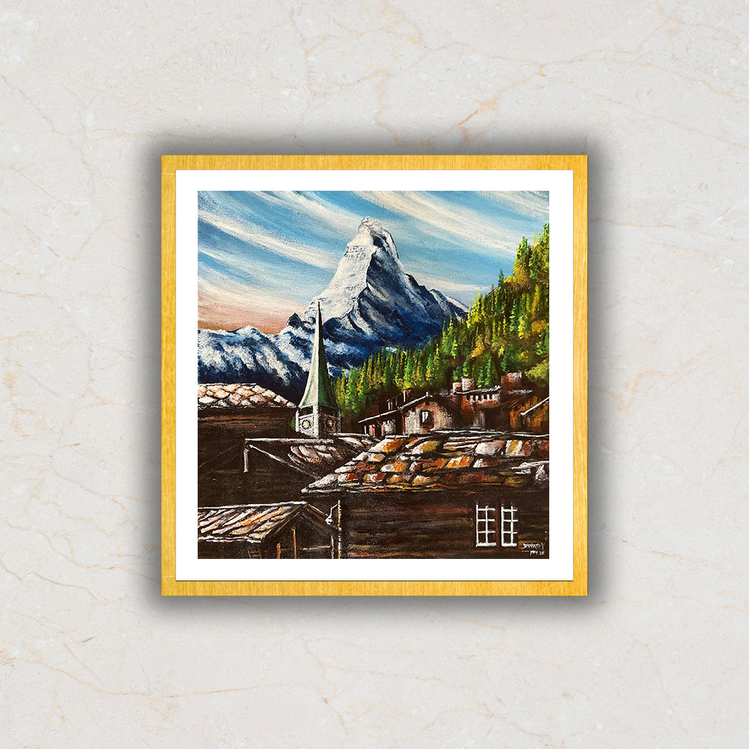 Swiss Wonder Zermatt Peak Painting Artwork For Home Wall Decor