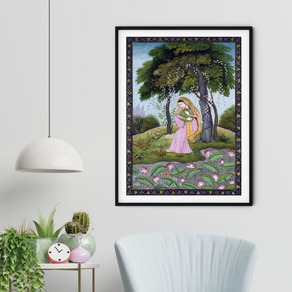 Woman in Forest Rajasthani Art Painting For Home Wall Art Decor
