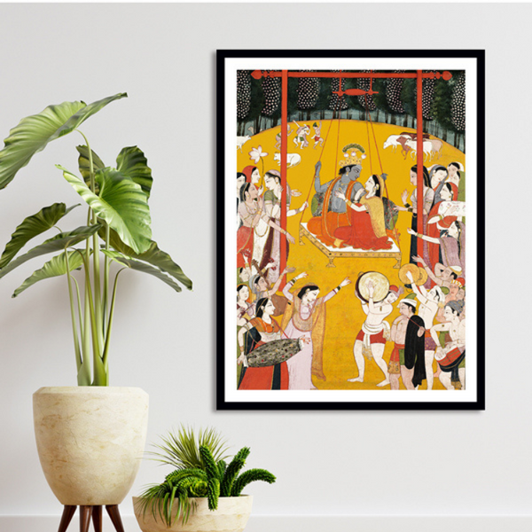Singing in Honour of Radha Krishna Art Painting For Home Wall Art Decor