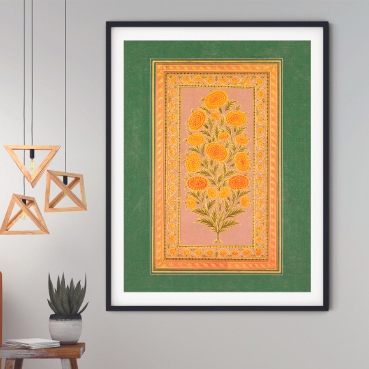 Multicolor Mughal Flower Art Painting For Home Wall Art Decor