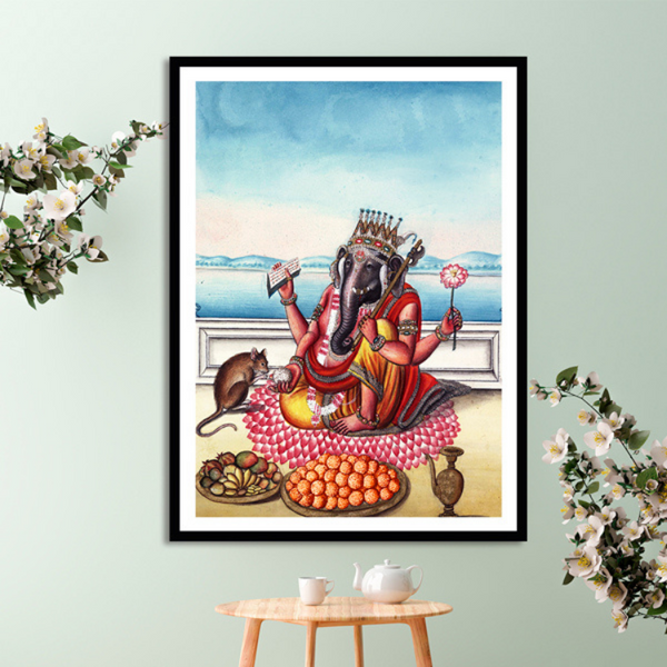 Watercolour painting on paper of Ganesh/Ganpati Art Painting For Home Wall Art Decor