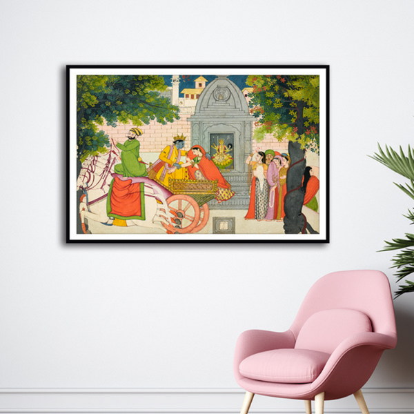 Rukmini Elopes With Krishna, Folio From a Bhagavata Purana Artwork Painting For Home Wall Art D�_cor