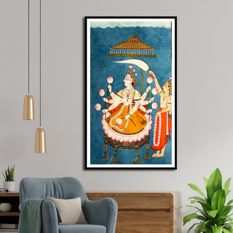 Vishnu Holding Lotus Artwork Painting For Home Wall Art DŽcor