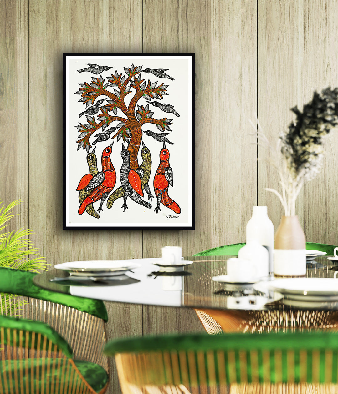 Carnival of Birds Gond Art Painting For Home Wall Art Decor