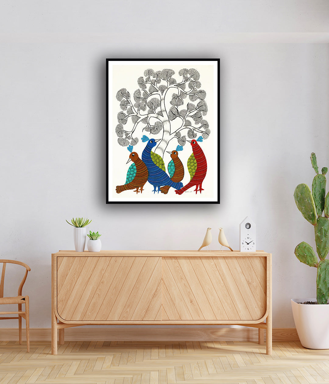 Family Ties Gond Art Painting For Home Wall Art Decor