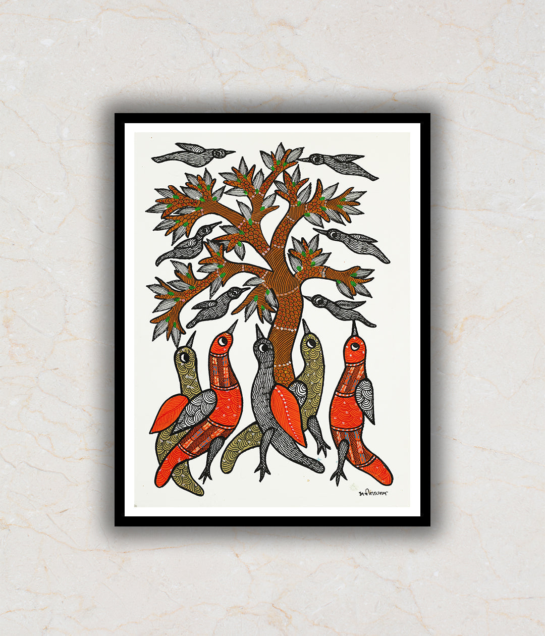 Carnival of Birds Gond Art Painting For Home Wall Art Decor