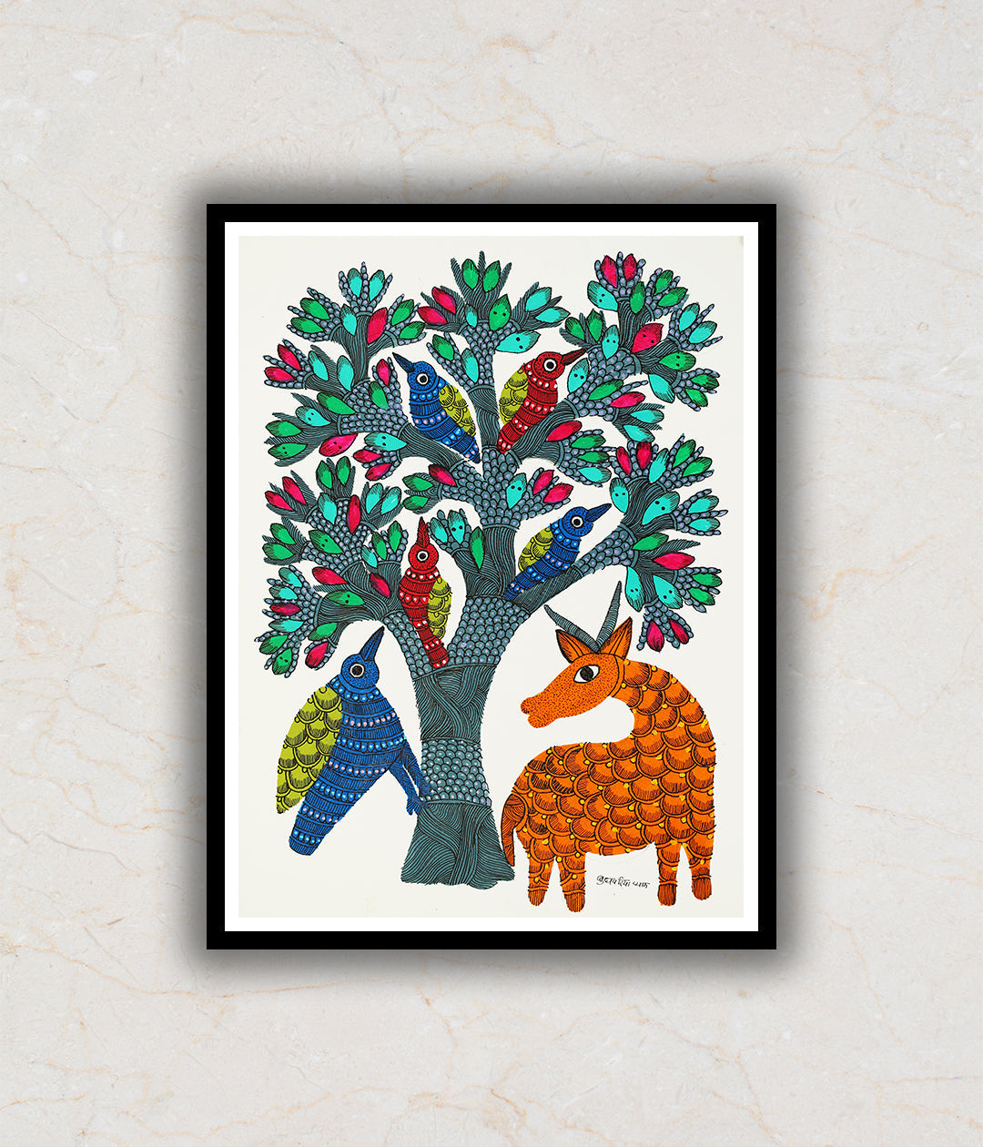 Blue Ecstasy Gond Art Painting For Home Wall Art Decor