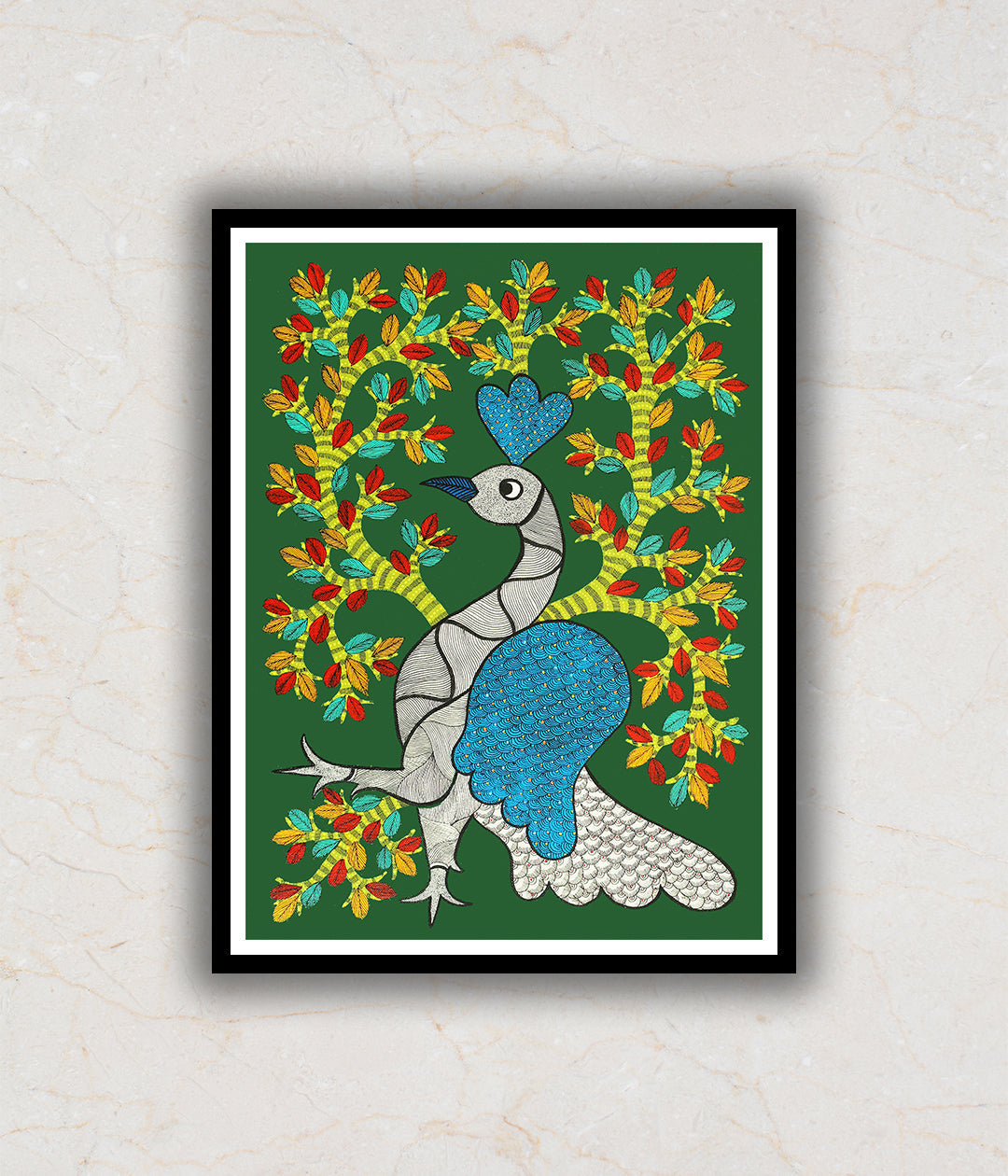 The Blue Bodied King Gond Art Painting For Home Wall Art Decor