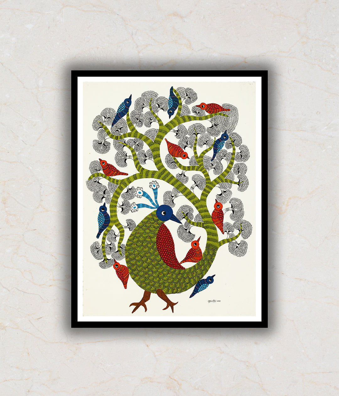 The Home of Feathers Gond Art Painting For Home Wall Art Decor
