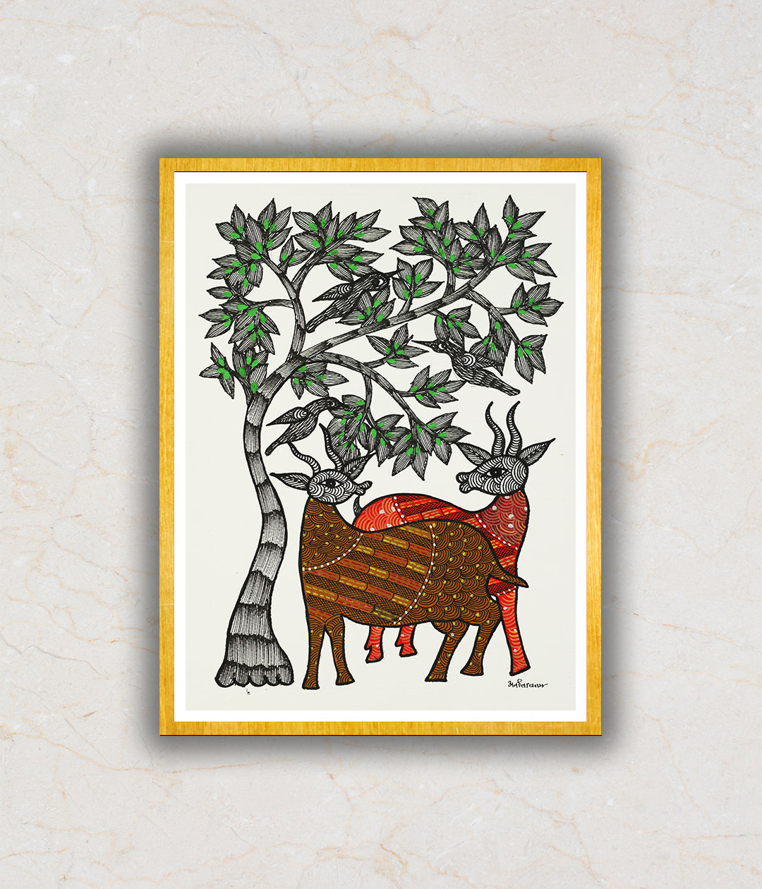 Doe Eyed Gond Art Painting For Home Wall Art Decor