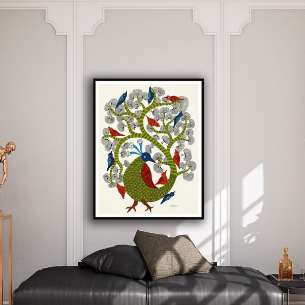 The Home of Feathers Gond Art Painting For Home Wall Art Decor ...