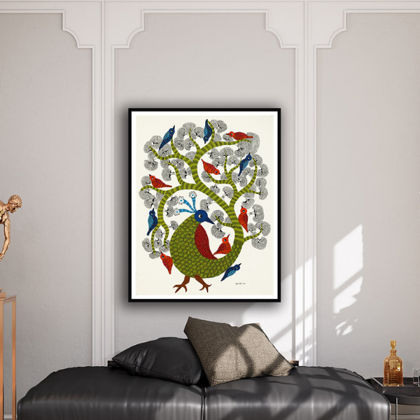 The Home of Feathers Gond Art Painting For Home Wall Art Decor