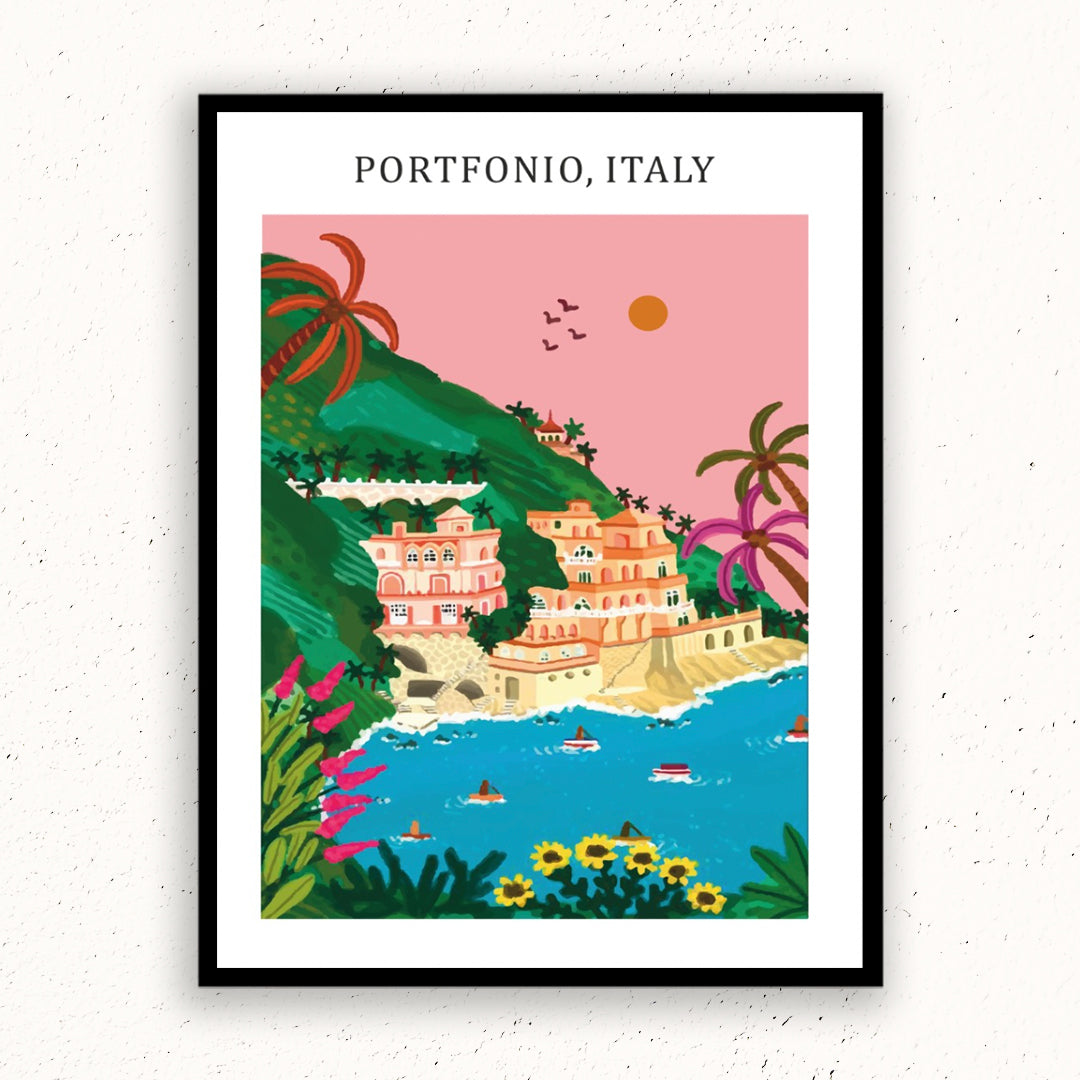 Portfonio, Italy illustration Artwork Painting For Home Wall DŽcor