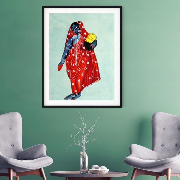 Mohini Carrying Amrit Kalighat Art Painting For Home Wall Art Decor