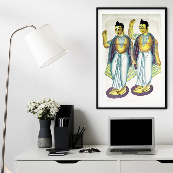 Nitai and Gaur Kalighat Art Painting For Home Wall Art Decor