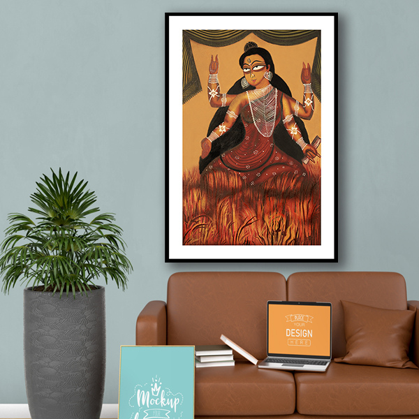 Goddess Durga Kalighat Painting 1