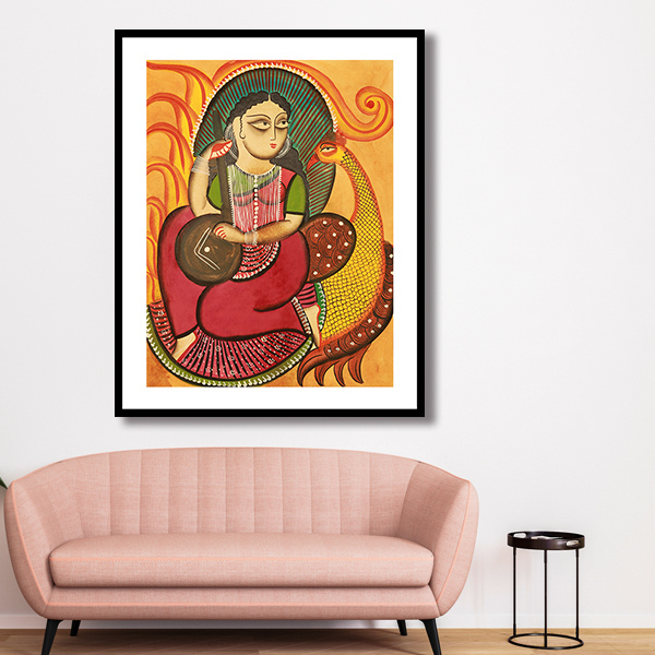 Goddess Saraswati Kalighat Painting 3