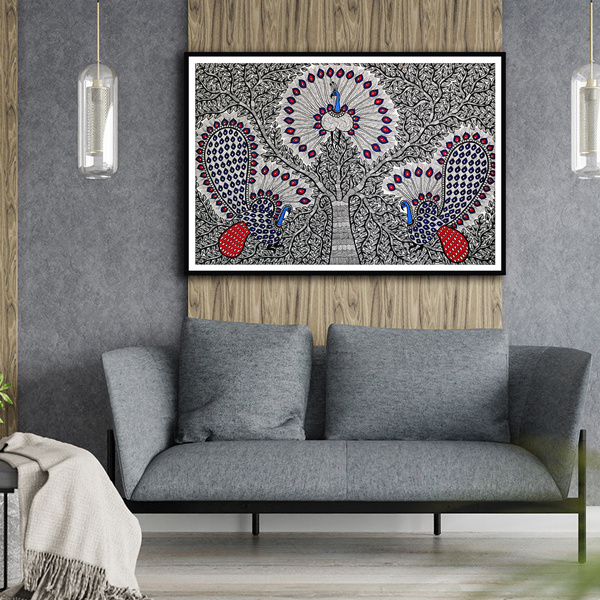 Magnificence of Feathers Madhubani Art Painting For Home Wall Art Decor