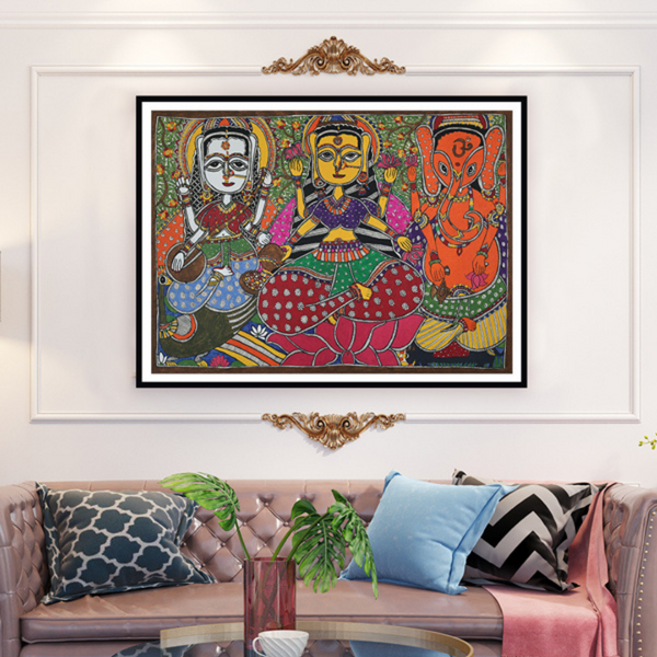 Laxmi Darbar Madhubani Art Painting For Home Wall Art Decor