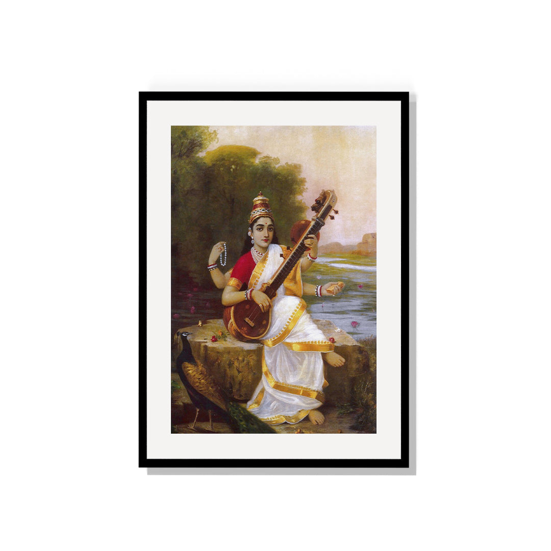 Raja Ravi Varma Artwork Painting - Saraswati