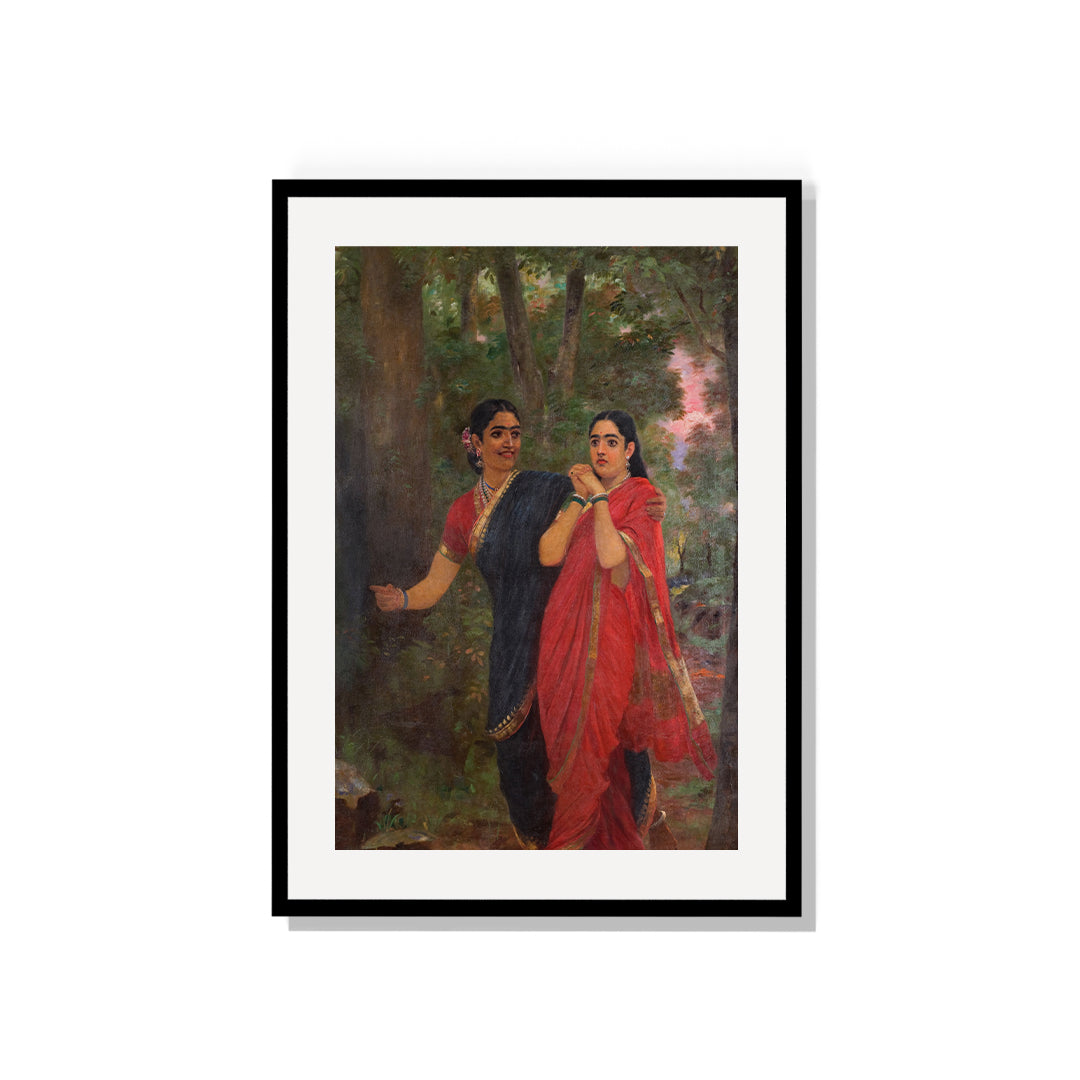 Raja Ravi Varma Artwork Painting - Simhika leads Sairandari to Keechaka