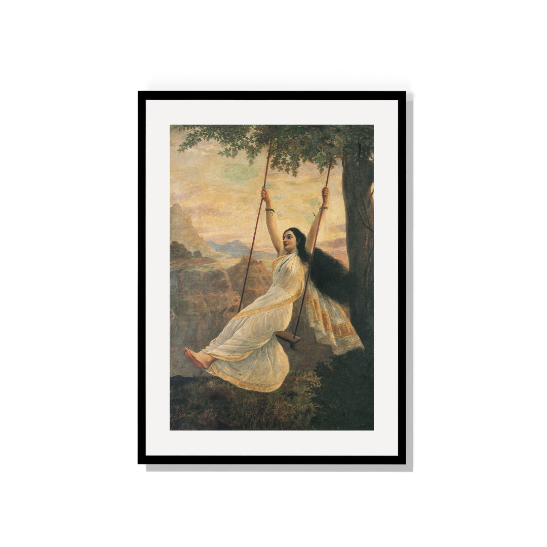 Raja Ravi Varma Artwork Painting - Mohini on a Swing