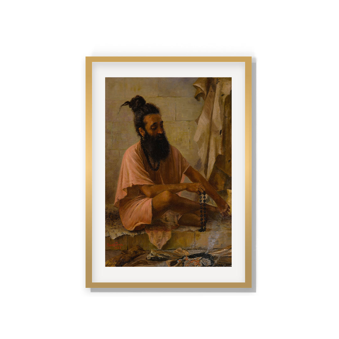 Raja Ravi Varma Artwork Painting - Vishvamitra, an ancient Hindu sage, in deep meditation