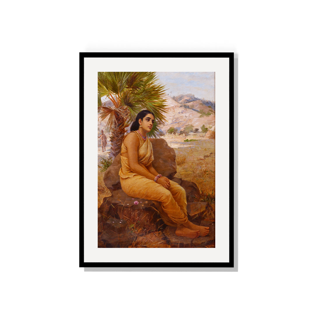Raja Ravi Varma Artwork Painting - Shakuntala lost in thoughts