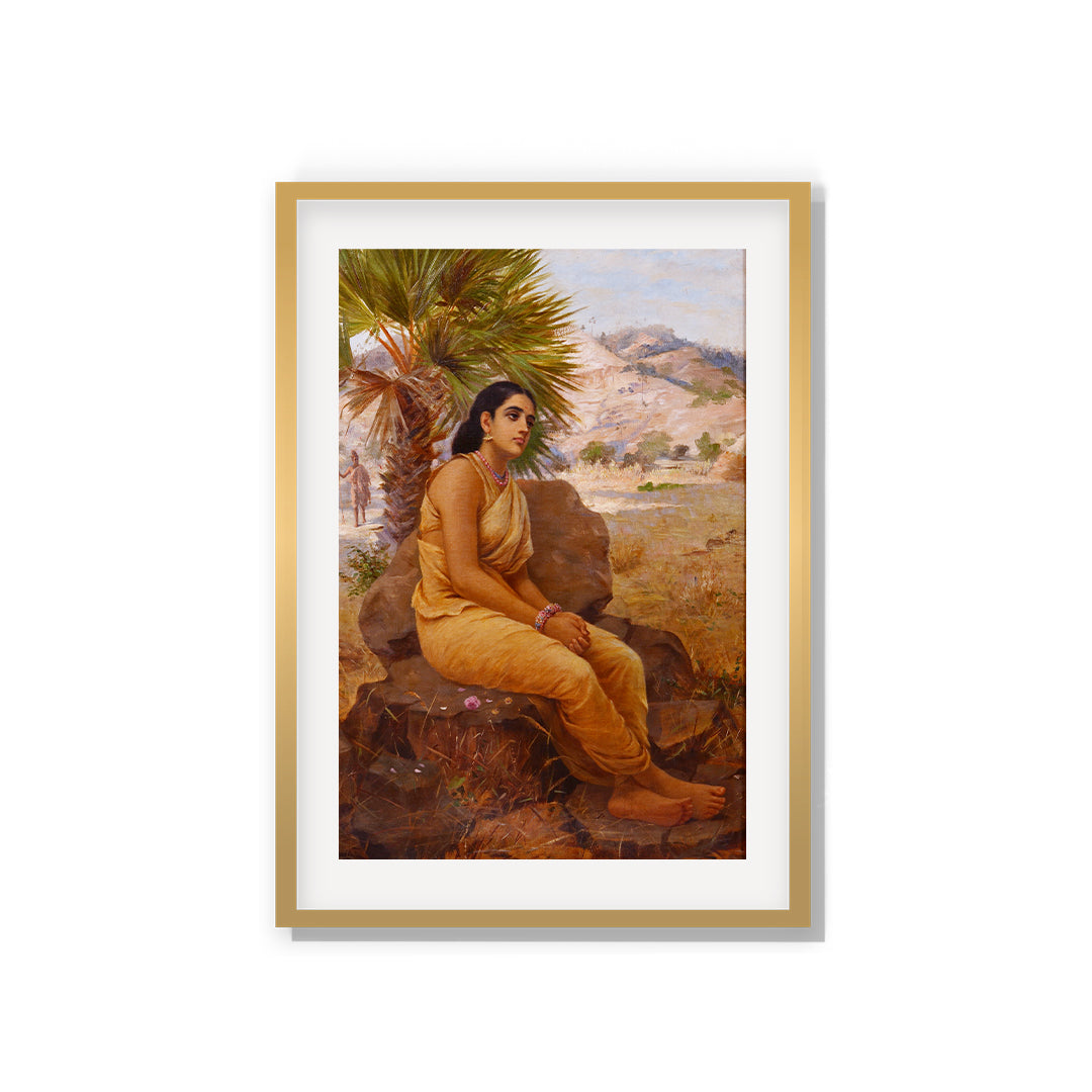Raja Ravi Varma Artwork Painting - Shakuntala lost in thoughts